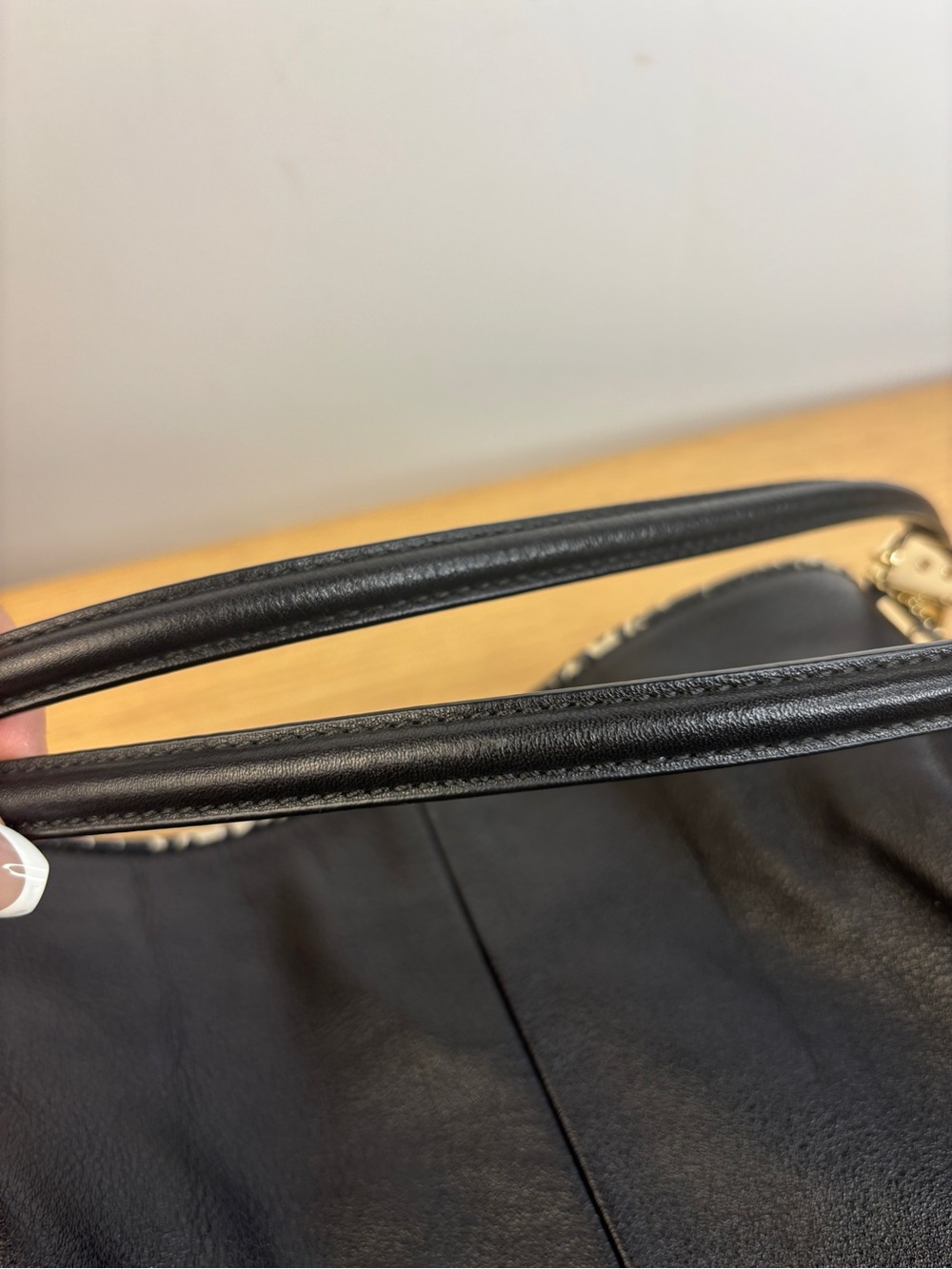 Coach Madison Phoebe Triple Section Two Tone Black/White Python Shoulder Bag - Picture 9 of 13
